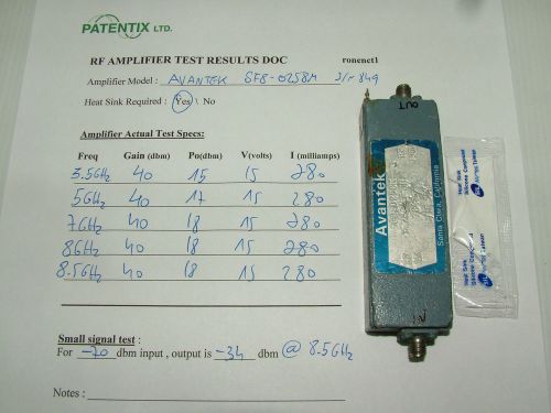 RF AMPLIFIER AVANTEK 3.5 - 8.5GHz  GAIN: 40db PO 18dbm  SF8-0258M  ~