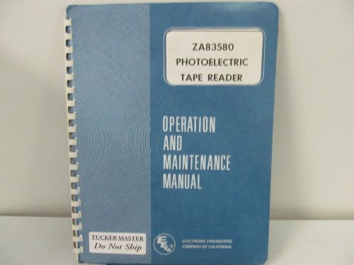 Electronic Engineering ZA83580 Photoelectric Tape Reader Operation/Maint. Manual