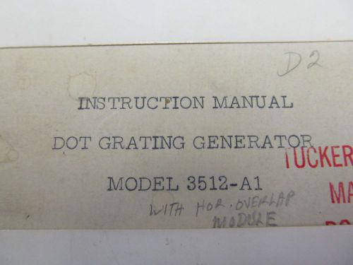 Telechrome 3512-A1 Dot Grating Generator Instruction Manual w/ Schematics 46393