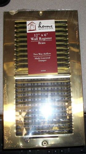 12&#034; x 6&#034; Home Impressions Wall Register - Polished Brass - Multi Louvered Damper