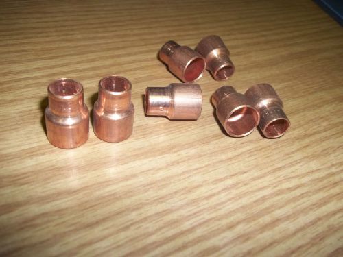 Lot 10x copper fitting reducer coupling sweat cxc 1/2 &amp; 3/8 inside diameters for sale