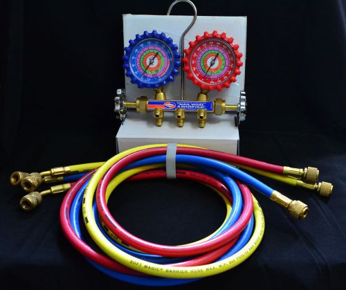 UNIWELD HVAC / AC MANIFOLD GAUGES W/ 5 FT. SOFT MAGIC HOSE SET