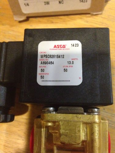 Asco # wpsc8261s412     brass solenoid valve 1/4” npt / new in box 8261 s412 for sale