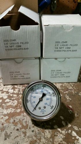 0-5000 PSI-KPA-BAR Liquid Filled Pressure Gage 1/4NPT CBM. 2 1/2 &#034; Face2.5 QTY 4