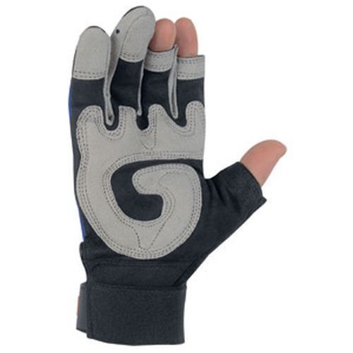 3 Fingerless, Foam Padded Palm, Blue/Black L by MCR