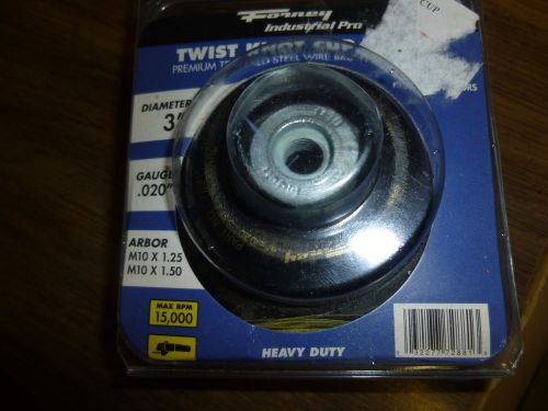 Forney Twist Knot Cup Brush,Industrial Pro 3&#034; dia w/Guard Heavy Duty,Gauge.020&#034;