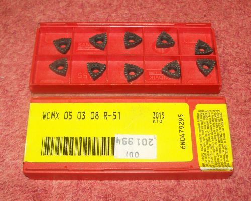 SANDVIK    CARBIDE  INSERTS   WCMX 05 03 08 R-51   GRADE  3015   PACK OF 10