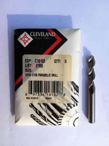 CLEVELAND TWIST DRILLS PARABOLIC  19/64&#034; HSS ( 0.3594&#034; ) P/N C16102 **5 PCS**