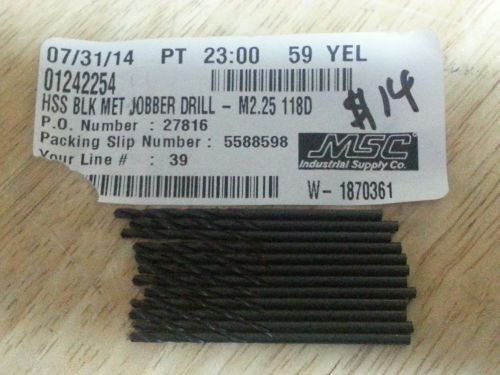 Interstate Jobber Length Drill Bits  Size M2.25 Drill Bit Size 0.0886  Lot of 12