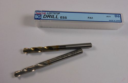 NACHI Stub Length Drills 3/16&#034; 2FL PM-HSS TiCN 135deg Qty 2 &lt;1709&gt;