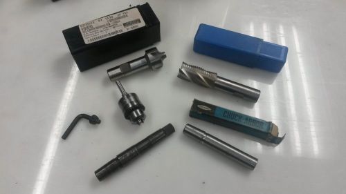 Assortment of Machine Tools, Endmill, Radius Cutter, Jacobs Chuck, Chuck Arbors