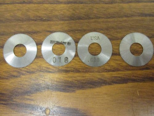 (4)  MALCO Slitting Saws  1&#034; x .018&#034; x 3/8&#034;