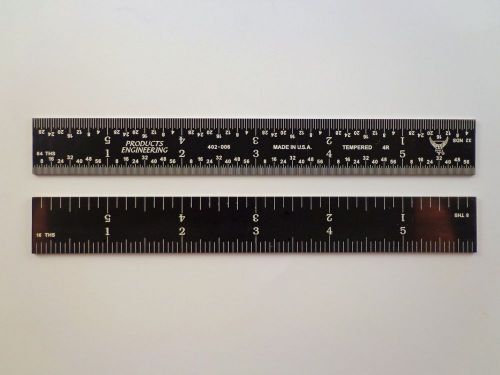 USA 6&#034; Rigid Black Chrome Steel 4R ruler / rule