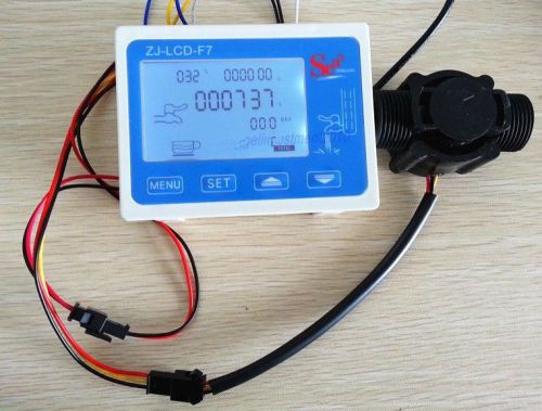 Hall effect g1/2&#034; water flow counter/sensor with digital lcd meter gauge 10-24v for sale