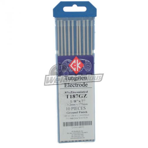 CK T187GZ .8% Zirconiated Tungsten Electrode 1/8&#034; X 7&#034; Pkg = 10