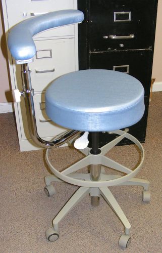 Pelton &amp; Crane Spirit Glacier Blue Ultraleather Dental Assistant&#039;s Hygiene Stool