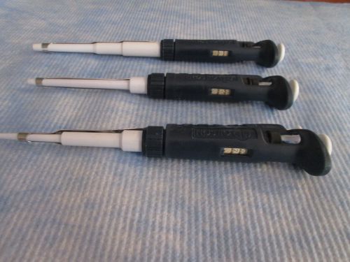 Gilson Pipetman Set Micropipette pipet P20, P200, + P1000 CALIBRATED Lot 4