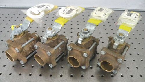 C113034 Lot 4 Conbraco Apollo 82-205-01 3-Piece 1&#034; Sweat Bronze Ball Valves