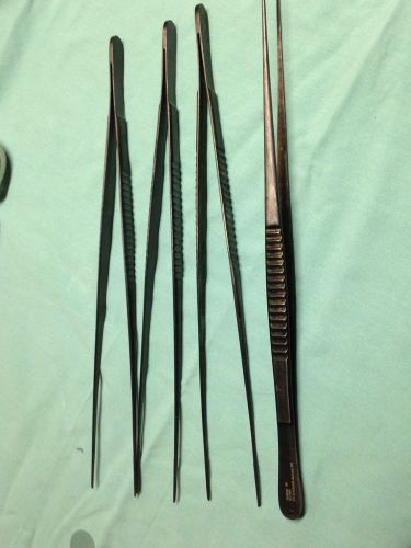 Set of Ebonized Debakey forceps Codman 12&#034; Fine tip