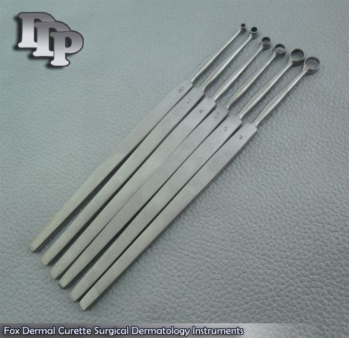 Set Of 6Pcs Fox Dermal Curette Surgical Dermatology Surgical DDP Instruments