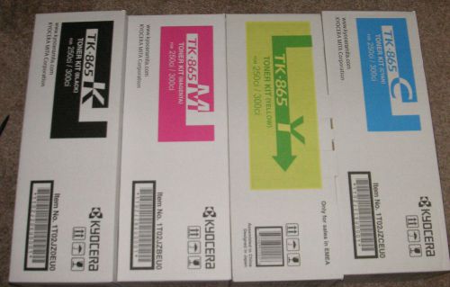 GENUINE ORIGINAL KYOCERA TONER CARTRIDGES X4 TK865 CYAN, MAGENTA, YELLOW &amp; BLACK