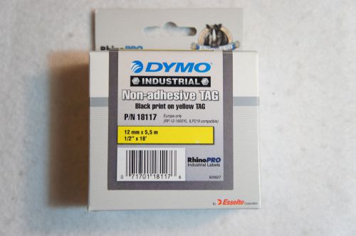 DYMO 18117 Non-Adhesive Polypropylene Tag, Black on Yellow, 1/2&#034; x 18&#039;  Free S/H