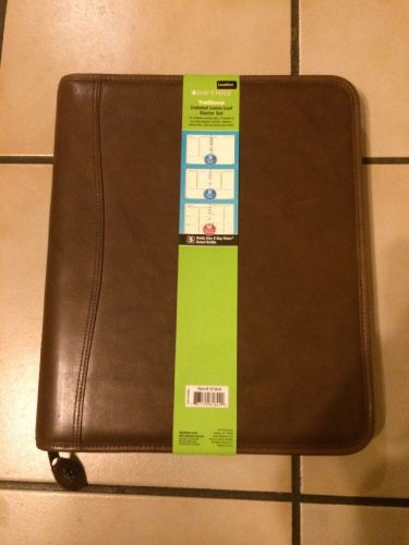 Aviator Cowhide Leather Zippered Organizer Starter Set 8-1/2x11 Dark Tan