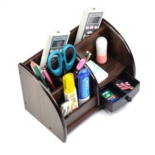 Desktop wooden organizer storage case sorter holder pen pencil container box new for sale