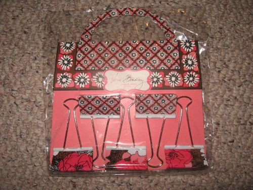 Vera Bradley MOCHA ROUGE Jumbo Binder Clips NWT