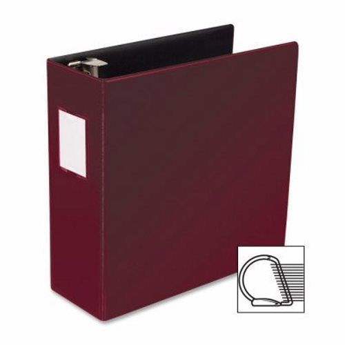 Business Source D-Ring Binder w/Label Holder, Hvy-Dty, 4&#034;, Burgundy (BSN33118)