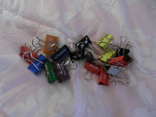 LOT OF 18 METAL BINDER  FOLD BACK CLIPS 6 LARGE 9 MEDIUM 3 SMALL