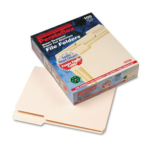 CutLess/WaterShed File Folders, 1/3 Cut Top Tab, Letter, Manila, 100/Box