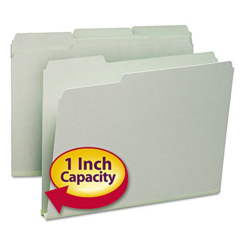 Recycled folder, one inch expansion, 1/3 top tab, letter, gray green, 25/box for sale