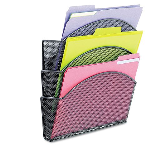 Magnetic Mesh Triple File Pocket Black Office Organization Supplies Tools New