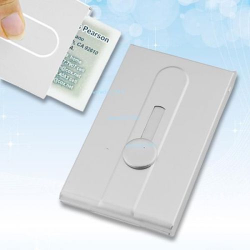 Slim auto sliding business name card holder case silver for sale