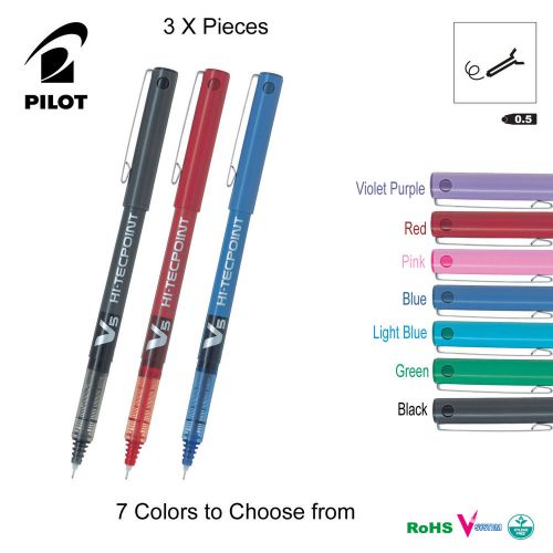 3 x Pilot V5 Liquid Ink Pen 0.5mm 7 Colors to Choose From FREE SHIPPING/TRACKING