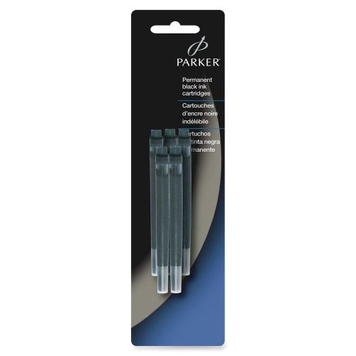 Parker 3011031PP Fountain Pen Ink Cartridge, Permanent, 5/PK, Black Ink