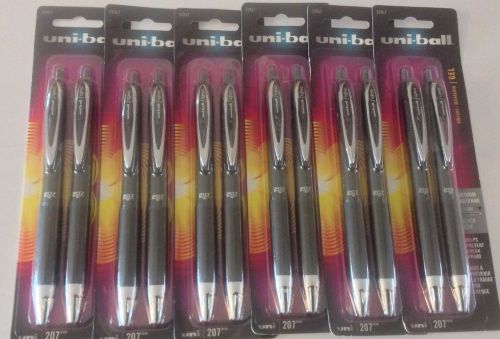 UNI-BALL Gel 207 Black .7mm  a Medium ROLLERBALL Pens LOT 12   #33957