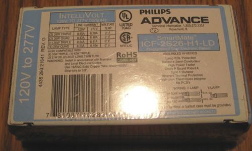 1 new philips advance smartmate intellivolt 26 watt cf ballast icf-2s26-h1-ld for sale