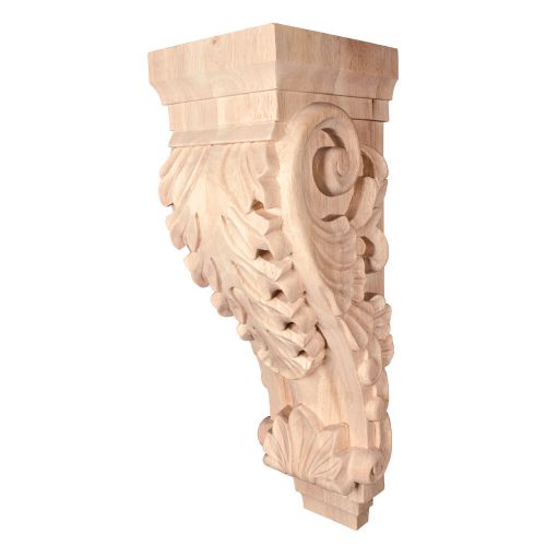 Large Acanthus Wood Corbel.6-3/4&#034; x 7-3/4&#034; x 22&#034; . Rubberwood