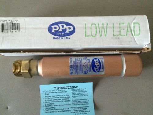 PPP WATER HAMMER SHOCK ARRESTOR BRASS, Size 1- Inch, NPT-P.D. I. &#034;D&#034;