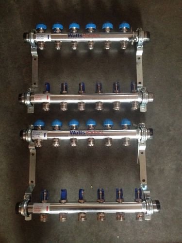 (2) Watts Radiant 1&#034; Flowmeter Manifold, 6 branch. Item# D3803006SS