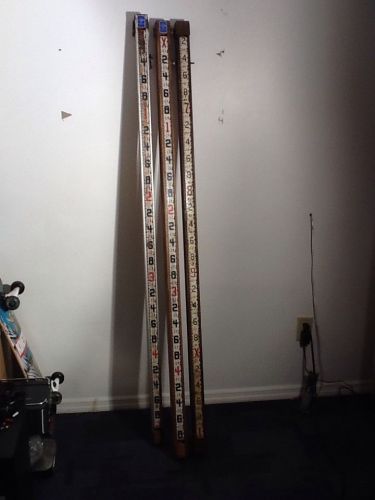 3 ANTIQUE WOOD Lenker GRADE RODS STICK  LEVEL