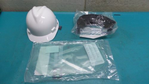 Msa 10118695 6-1/2 to 8 white full brim hardhat w/ faceshield for sale