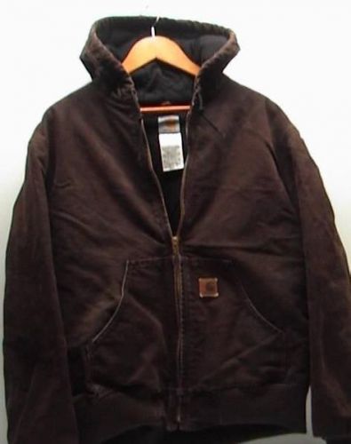 Mens M CARHARTT Hooded Sandstone Quilted Lined Work Jacket Brown J130 DKB Bonus