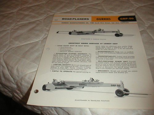 1959 GURRIES MODEL GRP-50 ROAD PLANERS SALES BROCHURE