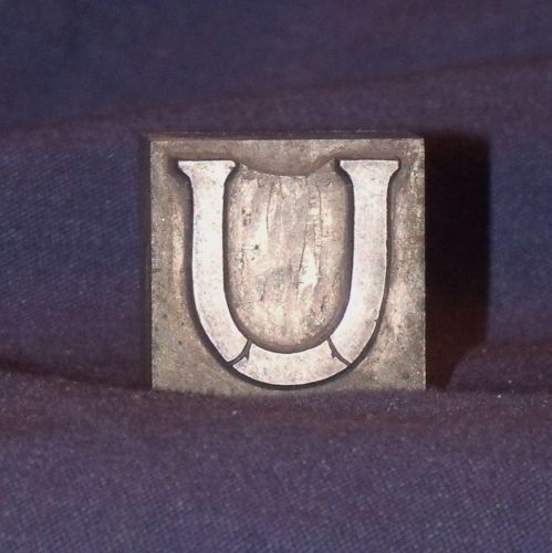 Vintage Letterpress Printing Block- Capital Letter U, Metal, 1 x 1 x 7/8&#034;