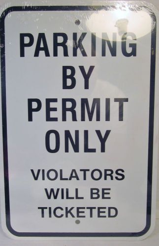 Parking by permit sign steel lot car violator christmas gift heavy white blak for sale