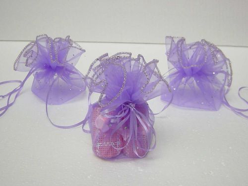 50 purple PAILLETTE Wrap Organza Bags Diameter 34cm = 13 1/4 inches AH043c04