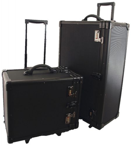 2 black aluminum trade show travel cases jewelry for sale